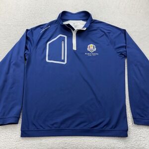 Peter Millar Ryder Cup 2023 Marco Simone Rome Blue Quarter Zip Pullover Mens M